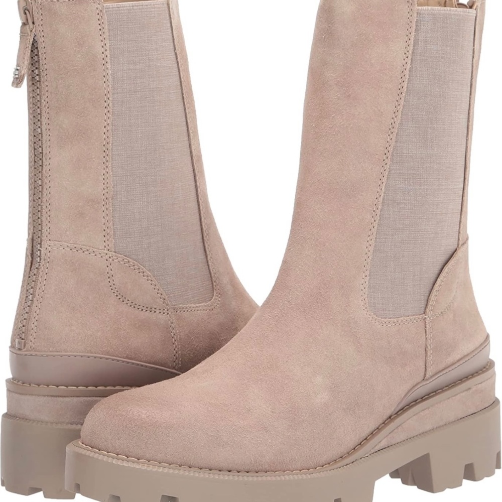 Sam Edelman Blush Taupe Suede Lug-Sole Chelsea Boots